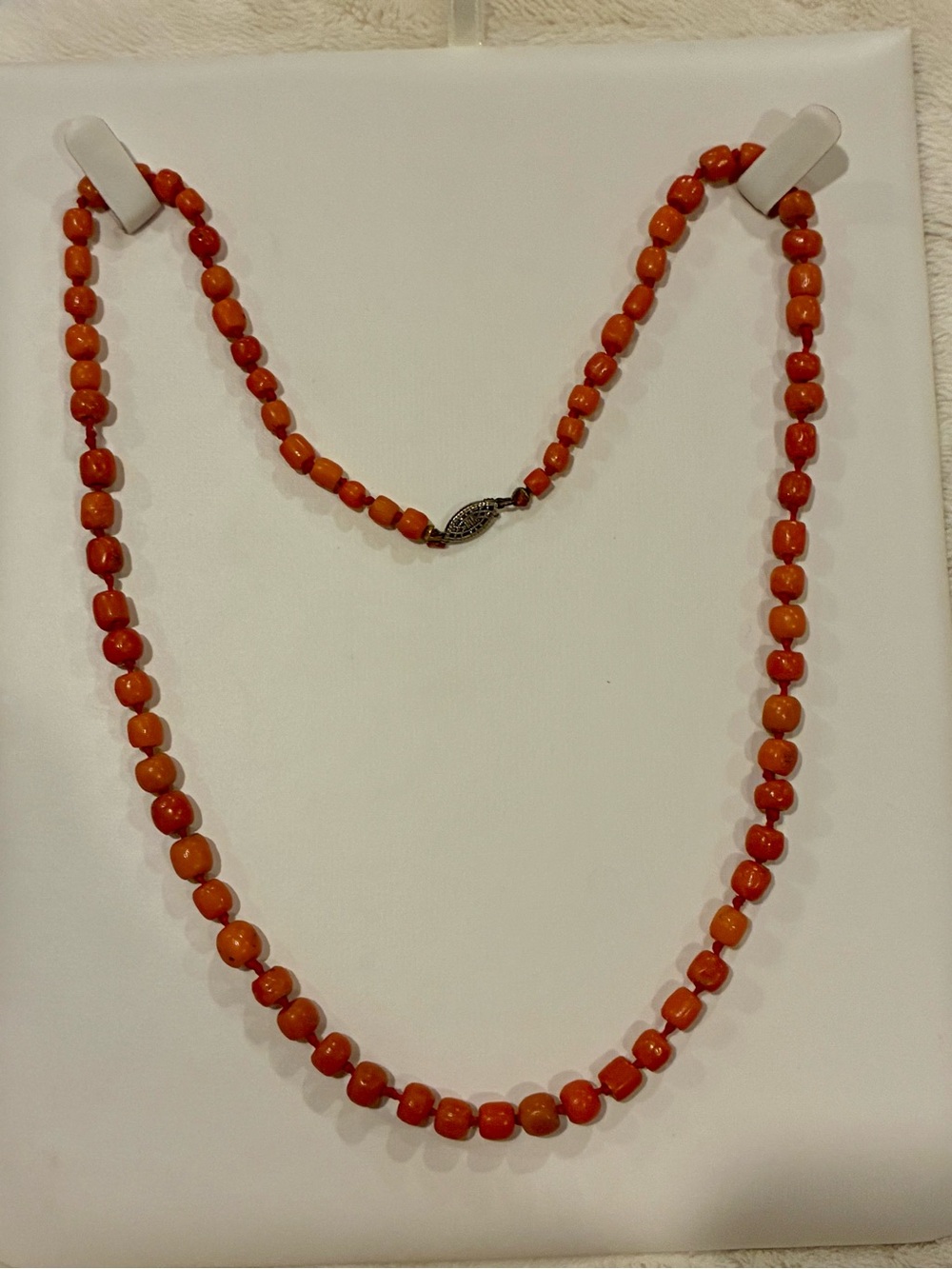 Antique Hand Knotted Natural Coral Bead Necklace